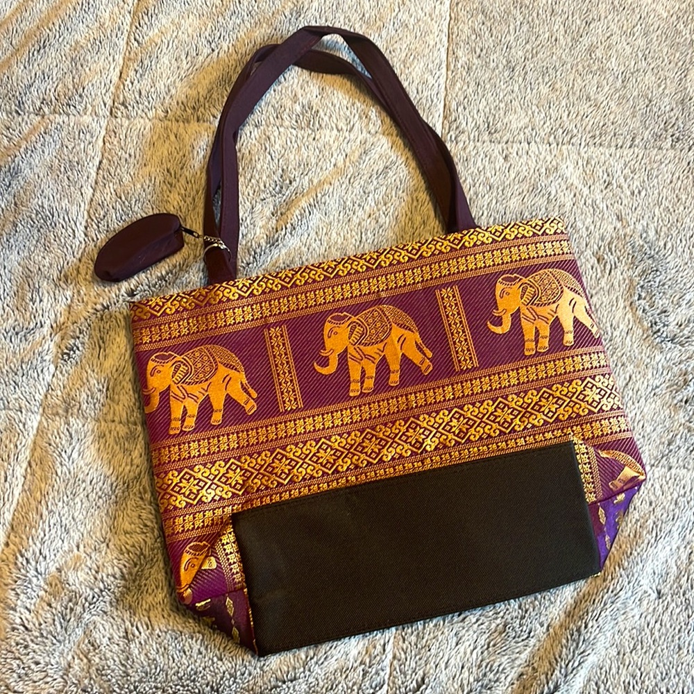 Beautiful Purple and Gold Elephant Purse
